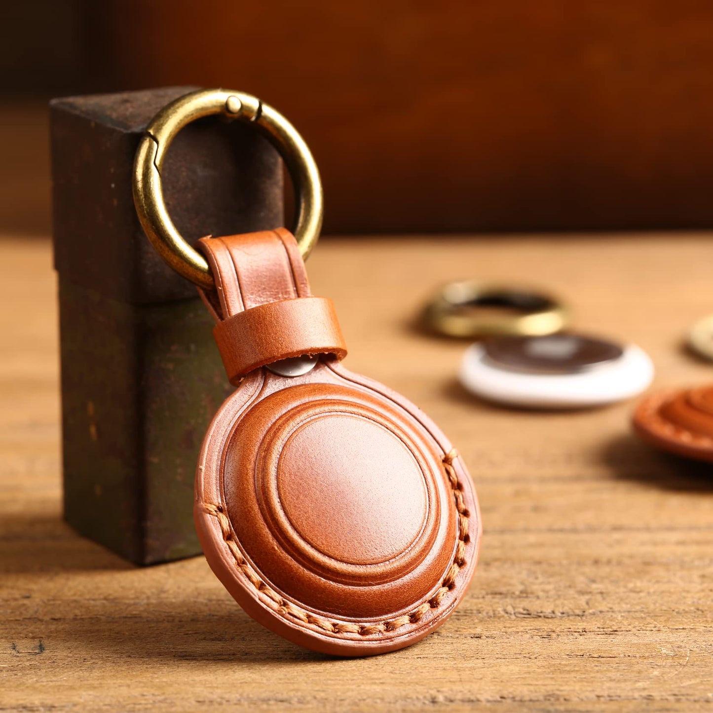 Genuine Leather Airtag Holder
