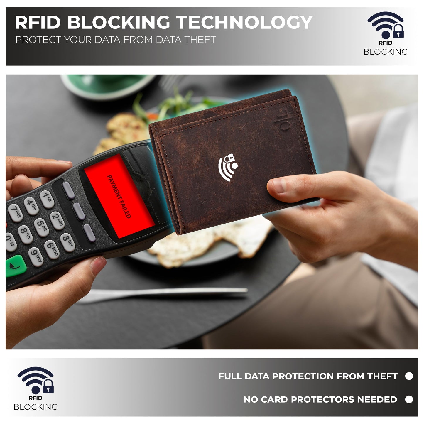 Real Leather Trifold Wallet for Men