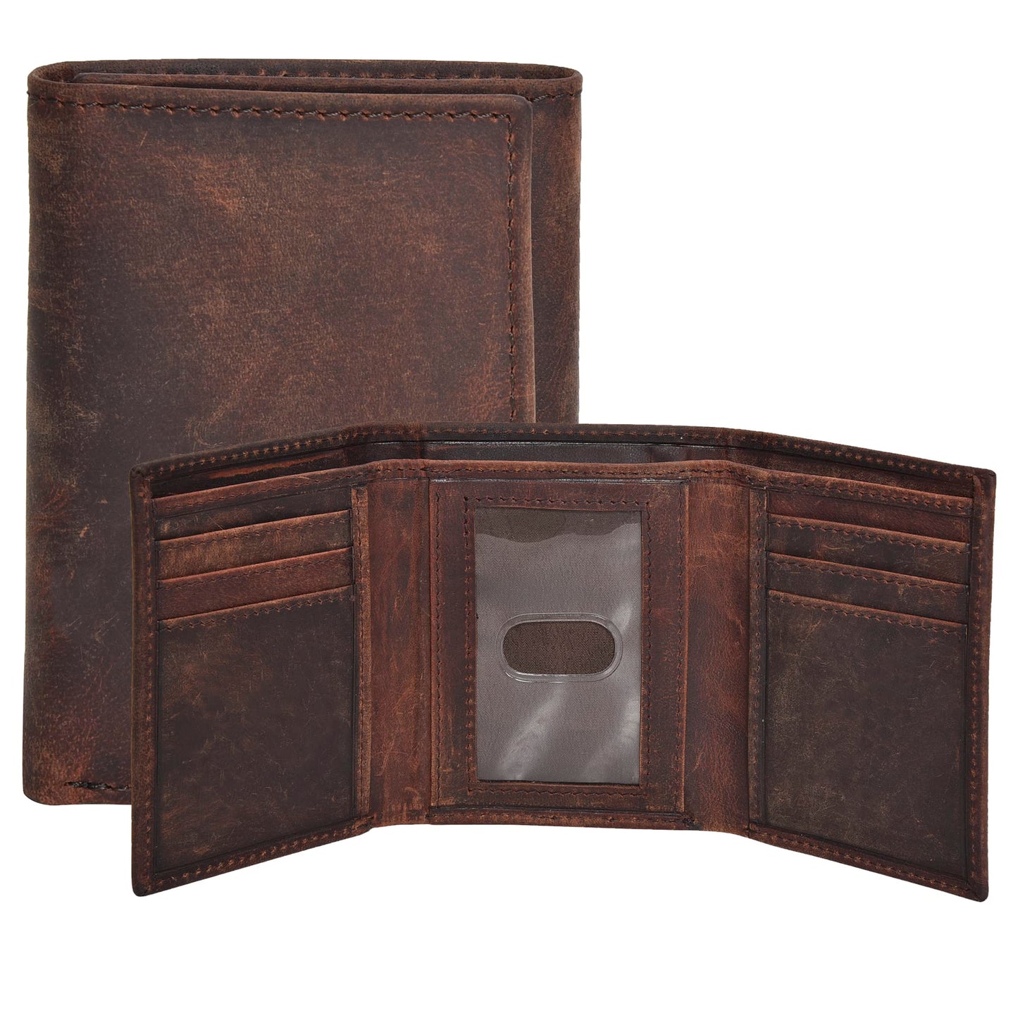 Real Leather Trifold Wallet for Men